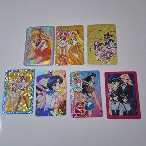 Vintage 90s Sailor Moon Holographic Bromide Card Lot 7 Chibi Moon Venus Mercury